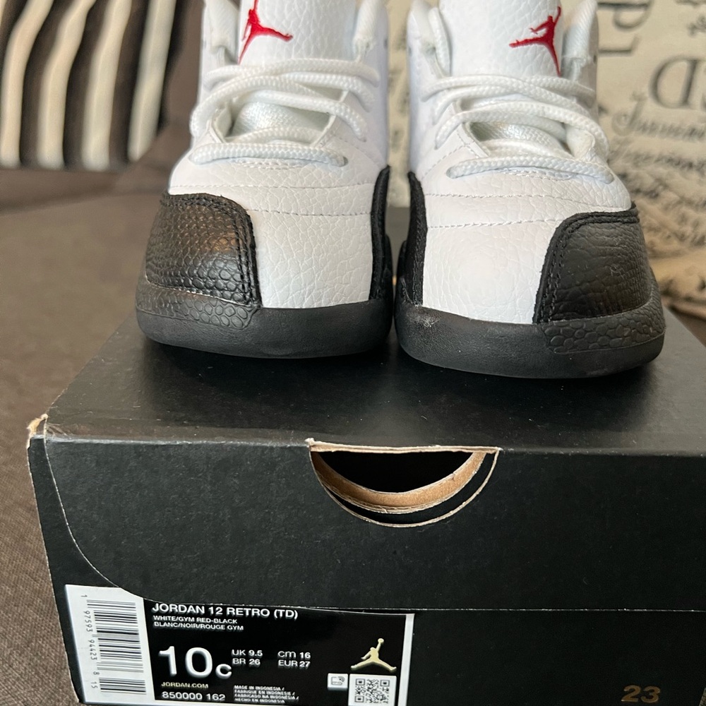 Jordan Retro 12 Kids Sneakers White Black Red